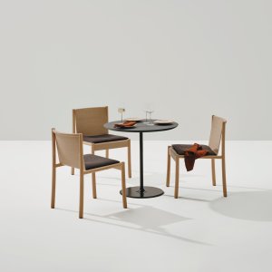 Kata Chair with upholstered shell and stitching