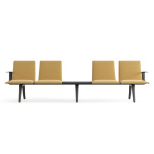 Black anti-fingerprint laminate seat module on an Arper Pausit bench
