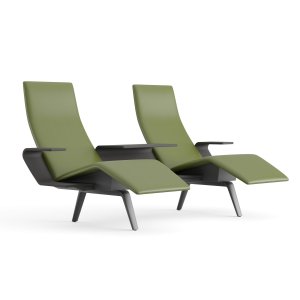 Reception seating Pausit with a central table between two seat modules