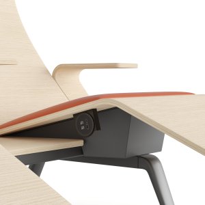 Headrest on a Pausit chaise longue module in a healthcare waiting area