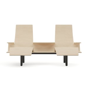 Oak-effect laminate module left exposed on the Pausit structure