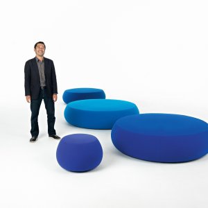 Pix Cubo square ottoman in a lobby