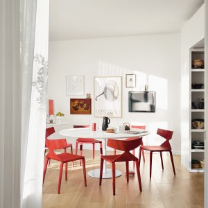 Wooden shell on a steel frame: the Arper Saya chair