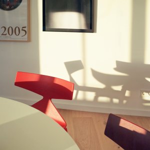Leather seat cushion on an Arper Saya chair