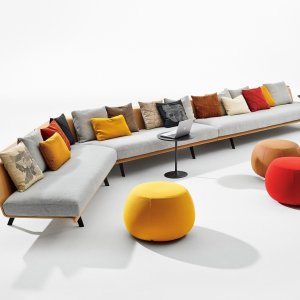 Zinta modular seating by Arper in a corporate lobby