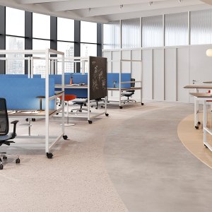 Be.1 modular meeting table in a conference room