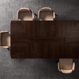 Marquetry Trilo top with veneer laid in opposing grain