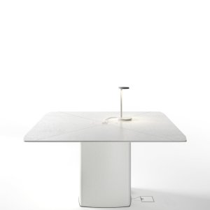 Trilo table in tobacco oak finish