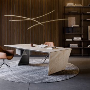 Designer office desk Nasdaq by Cattelan Italia with diagonal steel leg