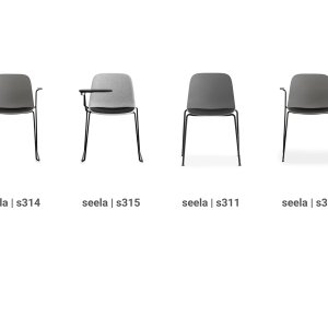Leather-dressed Seela chair with seat cushion