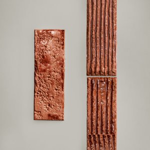 Mix of Chamotte modules and colors on a wall