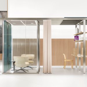 Free-standing CSS_Village acoustic pods by Citterio in a US open-plan office