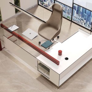 Cloud executive desk with wooden top, 79 × 39 in
