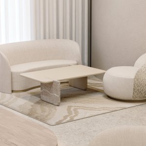 Codutti Ginza conference table in a meeting room with a garden view