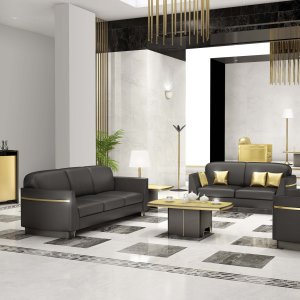 Consolle bookcase from the iSixty collection with glass panels and leather shelf