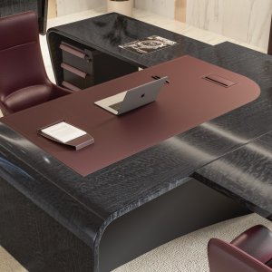 Executive desk Mithos with wooden lateral extension