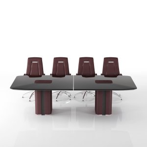 Slate stone worked like leather on the leg of an Omega desk