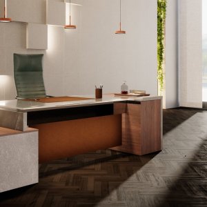 Supporting drawer unit of the One desk with hidden push-pull door and secretaire