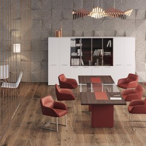 Modular cabinet One with tempered glass doors and built-in fridge, Codutti