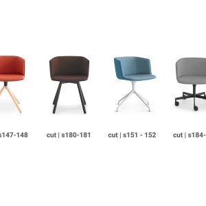 Cut armchair with white shell at a conference table