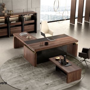 Conference table of the I Rovereschi collection with central cable channel