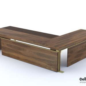 Smoked walnut veneer top with real-wood edge, I Rovereschi by Della Rovere