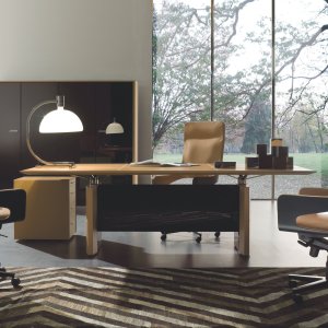 De Symetria executive desk with painted glass top