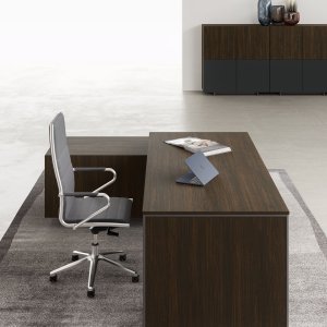 Gloss white laminate Planeta desk with methacrylate edges