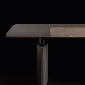 Low Eleva credenza on thin steel legs in Carbon oak