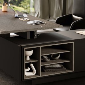 Elite monolithic cabinet with sliding back-lacquered glass doors, London Grey