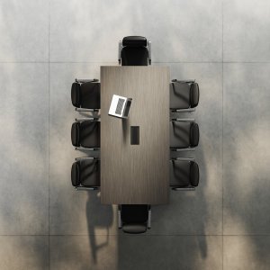 Elite executive desk in Light Poplar with structural pedestal and CPU compartment