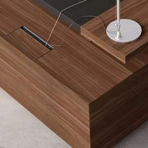 The 2⅜ in section of top and leg seen from the side of a Ducale desk
