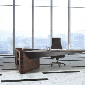 Euclideo executive desk by i4Mariani with cantilevered blade top