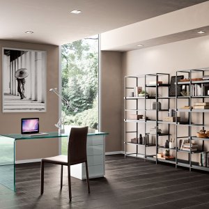 Rialto L glass shelves on chromed brackets
