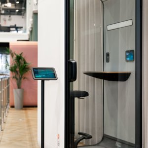 Sound absorbing recycled PET interior of Framery One Compact
