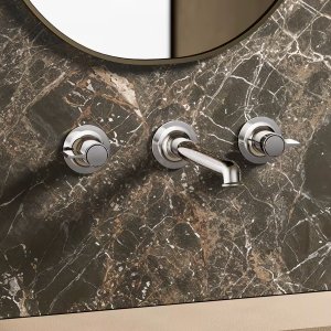Flora kitchen faucet by Fantini with swivel spout and separate pull-out spray