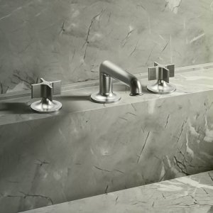 Mokka finish on a wall-mount Flora lavatory faucet by Fantini