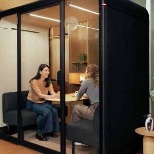 Touchscreen embedded in the table of Framery Four