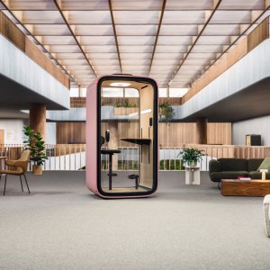 Framery One soundproof pod on a corporate American office floor