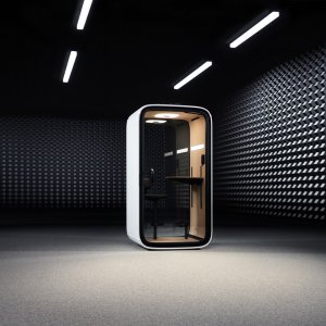 Sound absorbing recycled PET interior of Framery One
