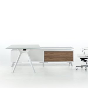 DR service unit with open compartments and lacquered drawer fronts