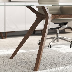 Dark walnut solid wood frame of the Frezza DR desk