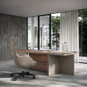 Hanging pedestal keeping the floor clear under a Mux70 desk