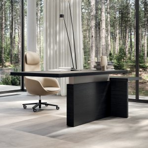Mux70 height-adjustable executive desk at standing height