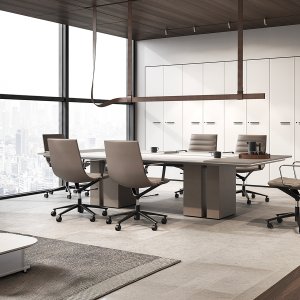 Ono desk hanging on the supporting cabinet in black ash