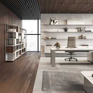 Central black aluminum top access on an Ono meeting table