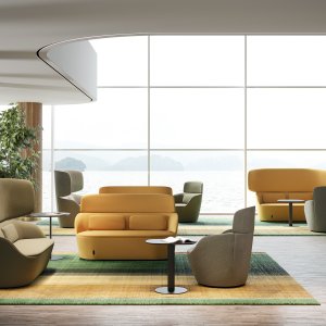 Linear three-seat Radar pouf