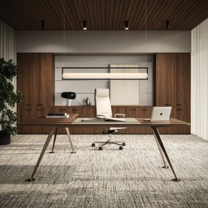 Black embossed steel structure of the Spike executive desk