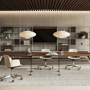 Hanging Spike desk in smoked glass and white steel