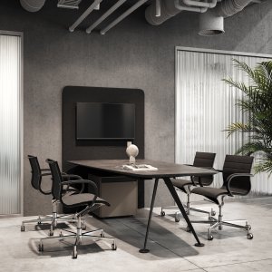 Thick steel blades supporting the Spike desk top